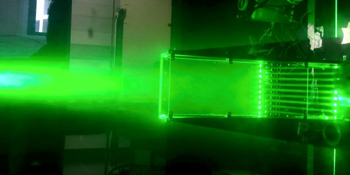 Фото: Лазерная велосиметрия изображения частиц в Университете Глазго. Оценка эффективности нового прототипа пресноводного конденсатора (Источник: Dr Guopeng Yu)