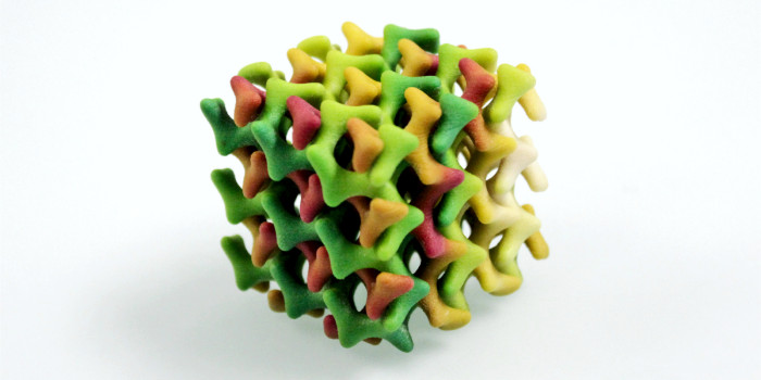 Фото: Трехмерная модель новой липидной мезофазы. Это сочетание регулярно повторяющегося кубического рисунка. Предоставлено: Peter Rüegg/ETH Zürich